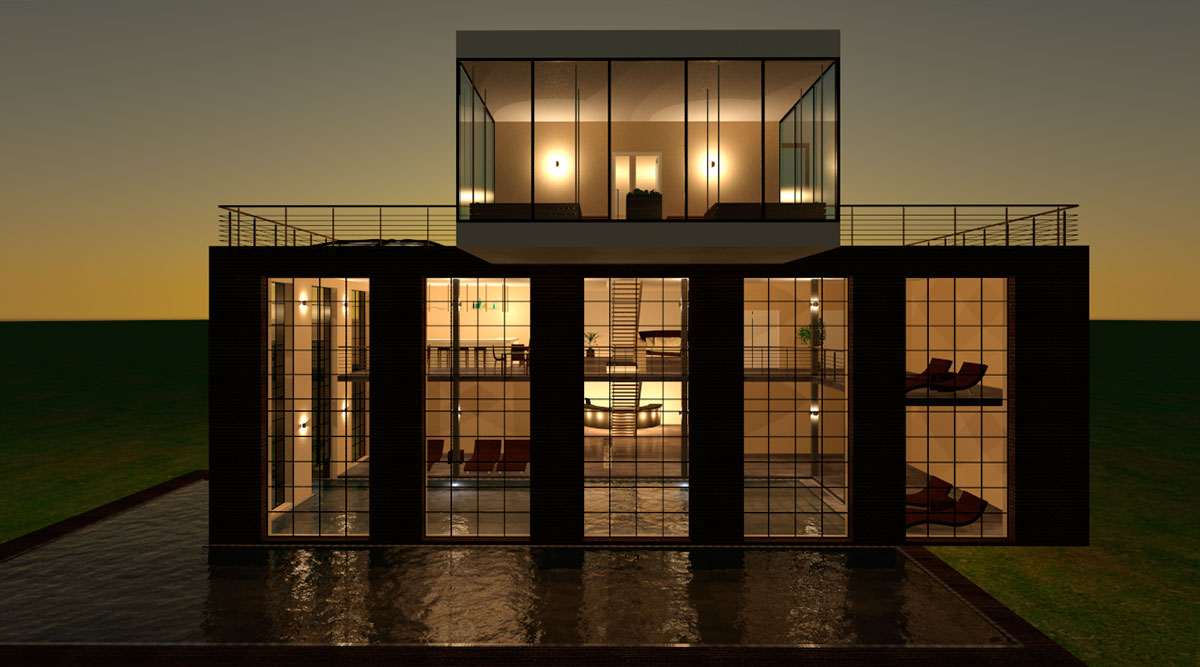 Immobilien Schwimmbad 3D Visualisierung Beleuchtung