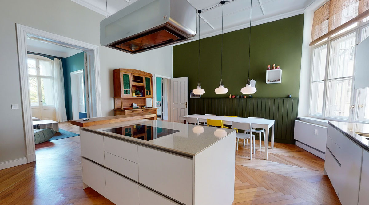 Renovierung Küche mit grüner Wandfarbe